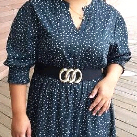 Black wide corset elastic boho stretch waist belt triple Gold chain link belt - Picture 14 of 14